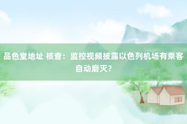 品色堂地址 核查：监控视频披露以色列机场有乘客自动磨灭？