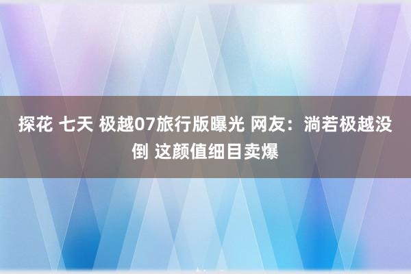 探花 七天 极越07旅行版曝光 网友：淌若极越没倒 这颜值细目卖爆