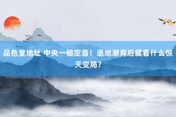 品色堂地址 中央一槌定音！退地潮背后藏着什么惊天变局？