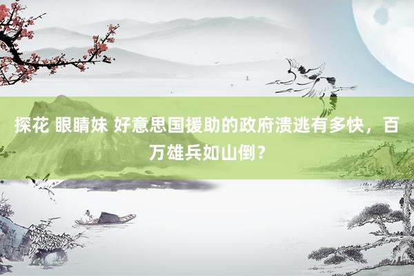 探花 眼睛妹 好意思国援助的政府溃逃有多快，百万雄兵如山倒？